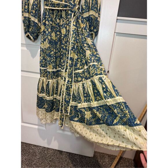 ULLA JOHNSON Kemala Tiered Waist Tie Printed Cotton-Blend Voile Maxi Dress 2 - Picture 14 of 16